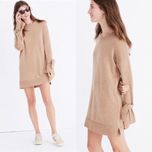 Madewell Dresses & Skirts - Madewell 100% Merino Wool Tie Cuff Sweater Dress